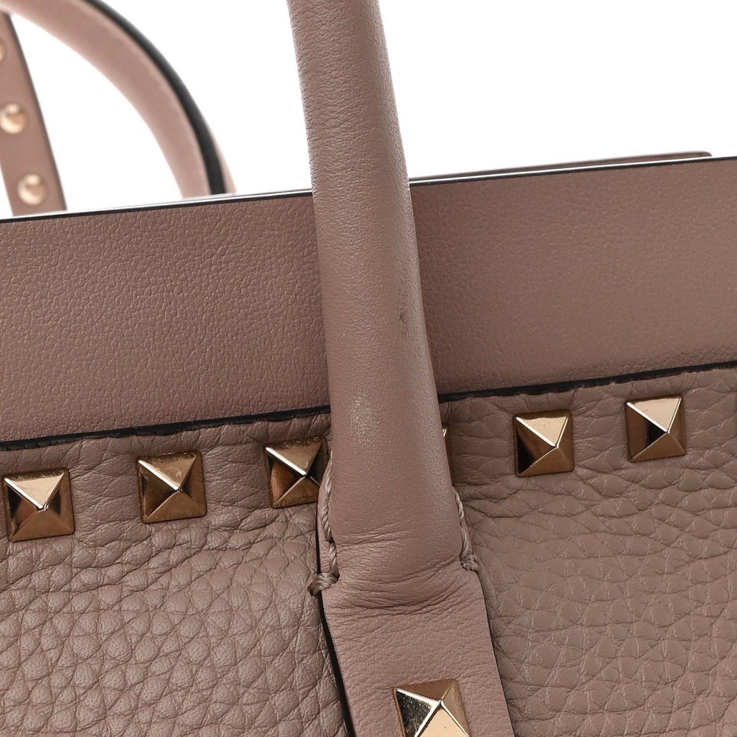 Pebbled Calfskin Small Rockstud Double Handle Bag Poudre