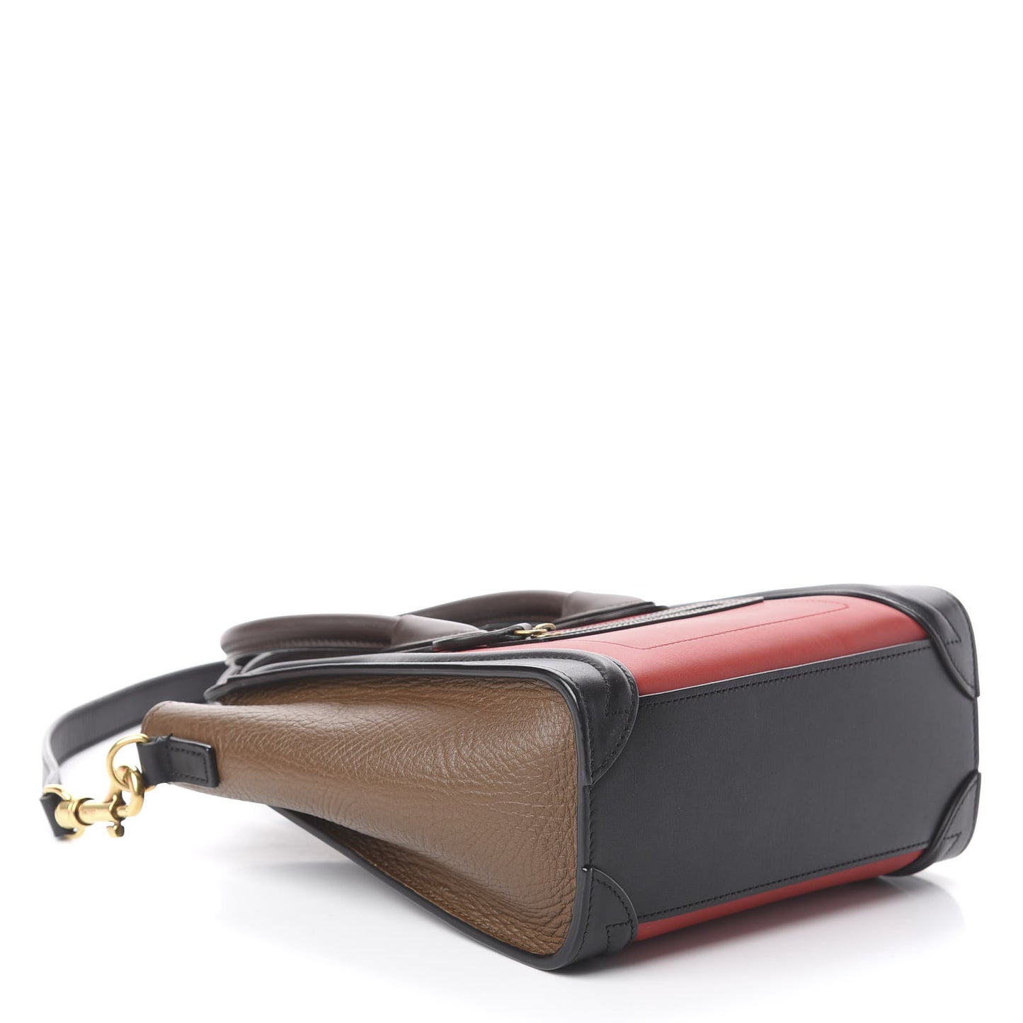 Calfskin Bullhide Nano Tri-Color Luggage Bright Red