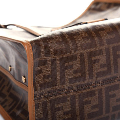 Fendi Glazed Fabric Vitello Century FF 1974 Stamp Patch Medium Peekaboo Defender Cover Mogano Panna Caramello 7 of 12