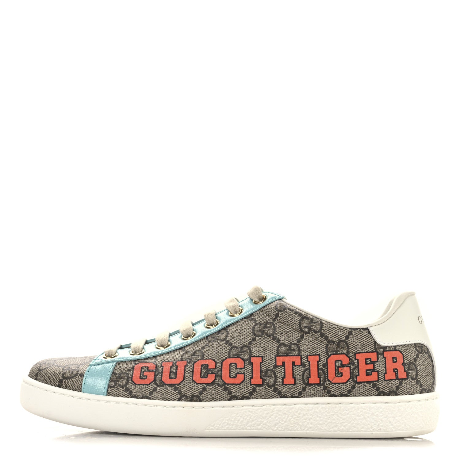 Gucci GG Supreme Monogram Gucci Tiger Womens Ace Sneakers 37.5 Beige Blue Red 1 of 9