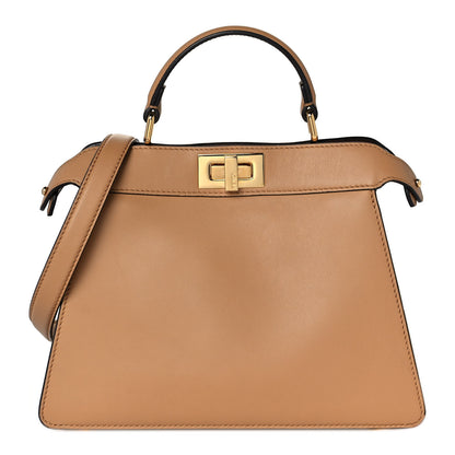 Fendi Vitello Seta Nappa Bi-Color Small Peekaboo I SEE U Satchel Miele Scuro Light Rose Ghianda 1 of 8