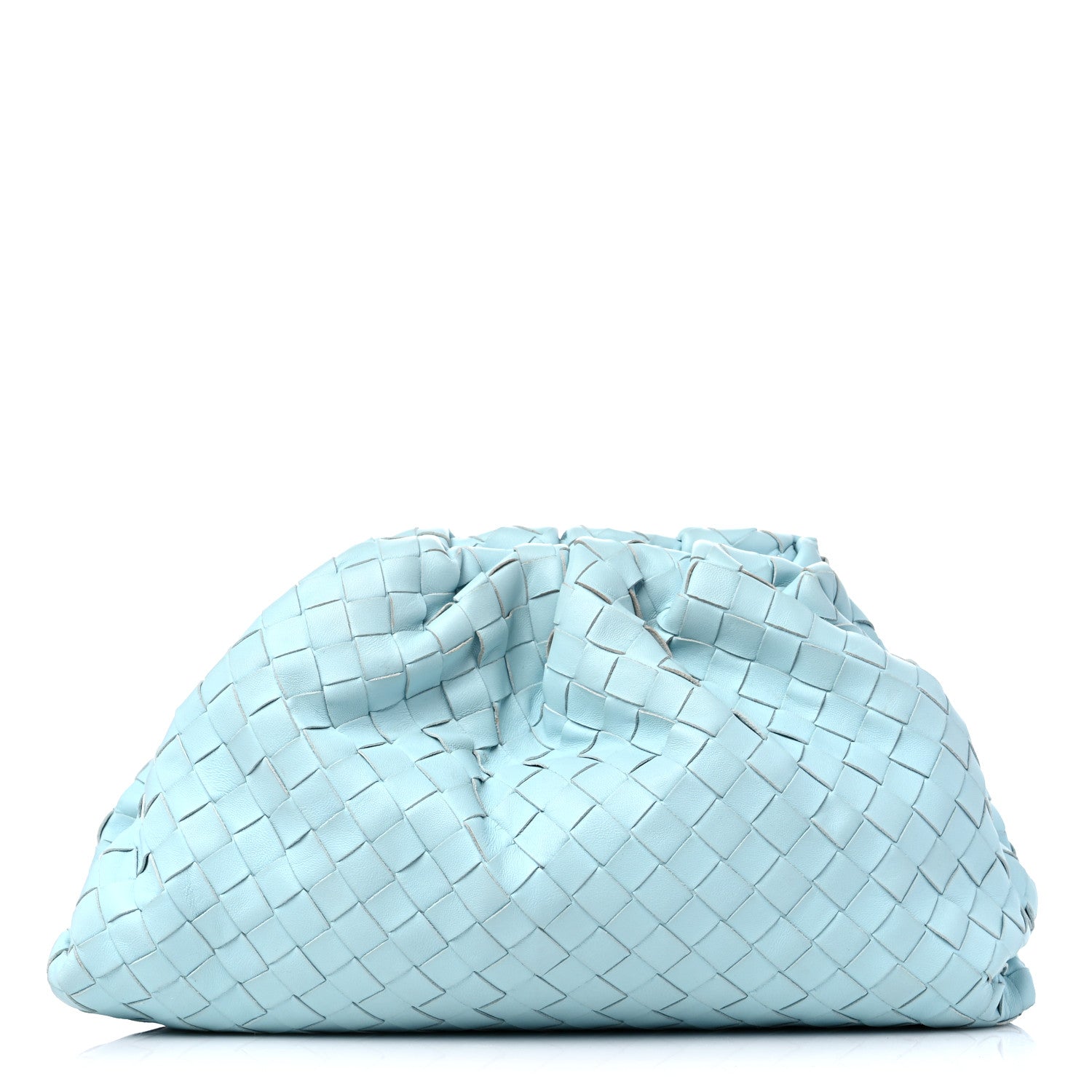 Bottega Veneta Nappa Maxi Intrecciato The Pouch Oversized Clutch Teal Washed 1 of 12