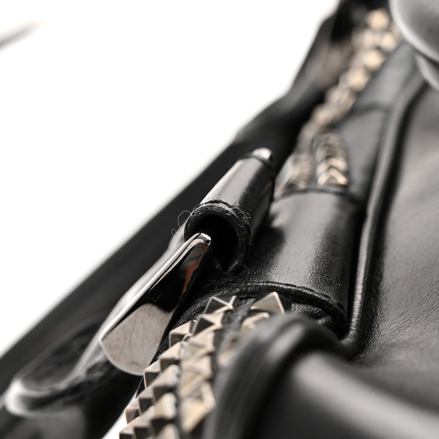 Prorsum Calfskin Studded Knight Satchel Black