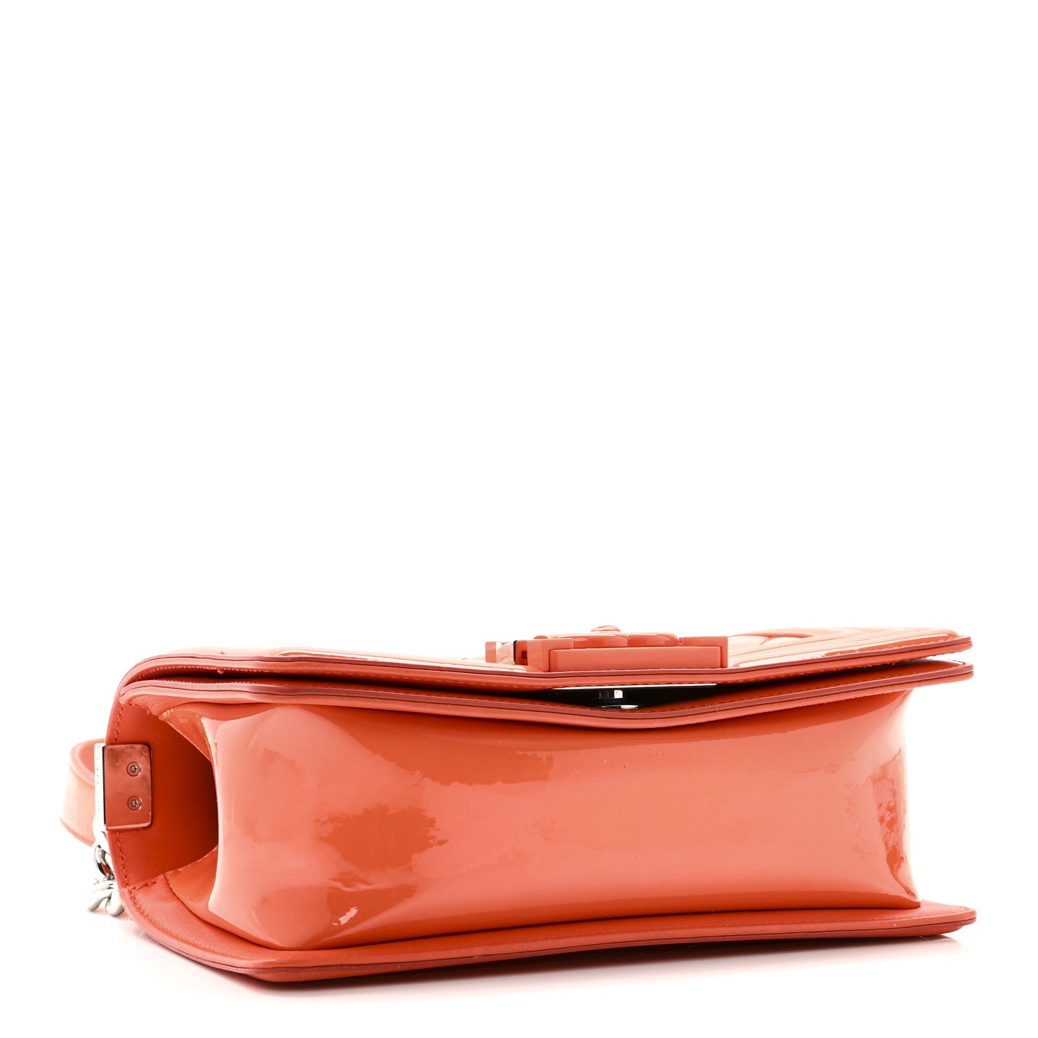 Chanel Patent Calfskin Quilted Small Plexiglass Boy Flap Orange 4 of 10
