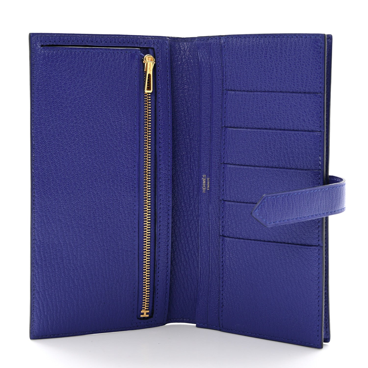 Hermes Chevre Mysore Bearn Gusset Wallet Bleu Electrique 5 of 8