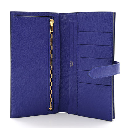 Hermes Chevre Mysore Bearn Gusset Wallet Bleu Electrique 5 of 8