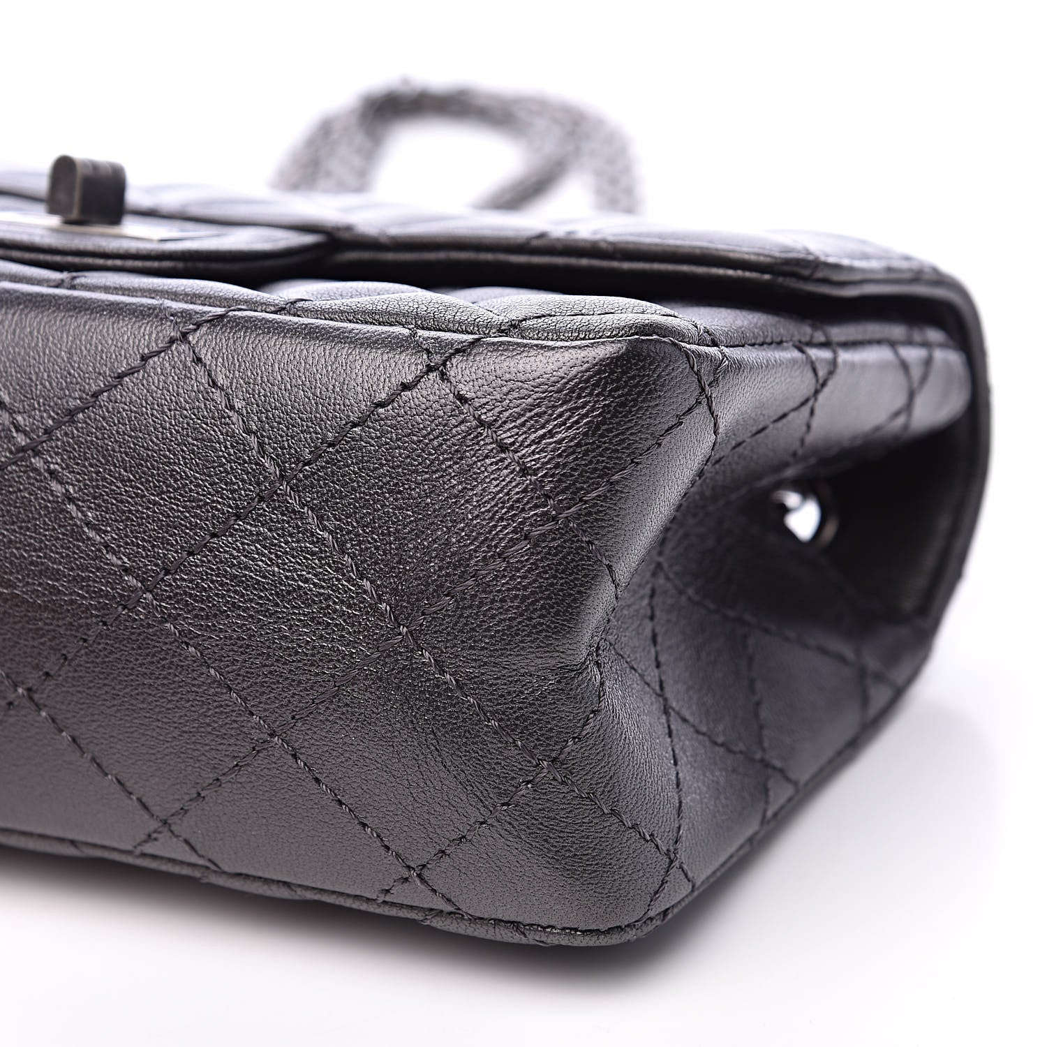 Chanel Metallic Sheepskin Quilted 2.55 Reissue Mini Flap Dark Grey 9 of 13
