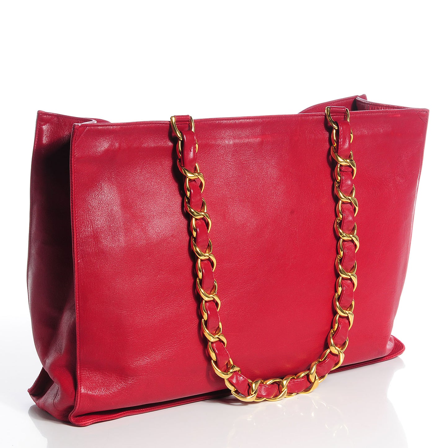 Lambskin CC Jumbo Shoulder Bag Red