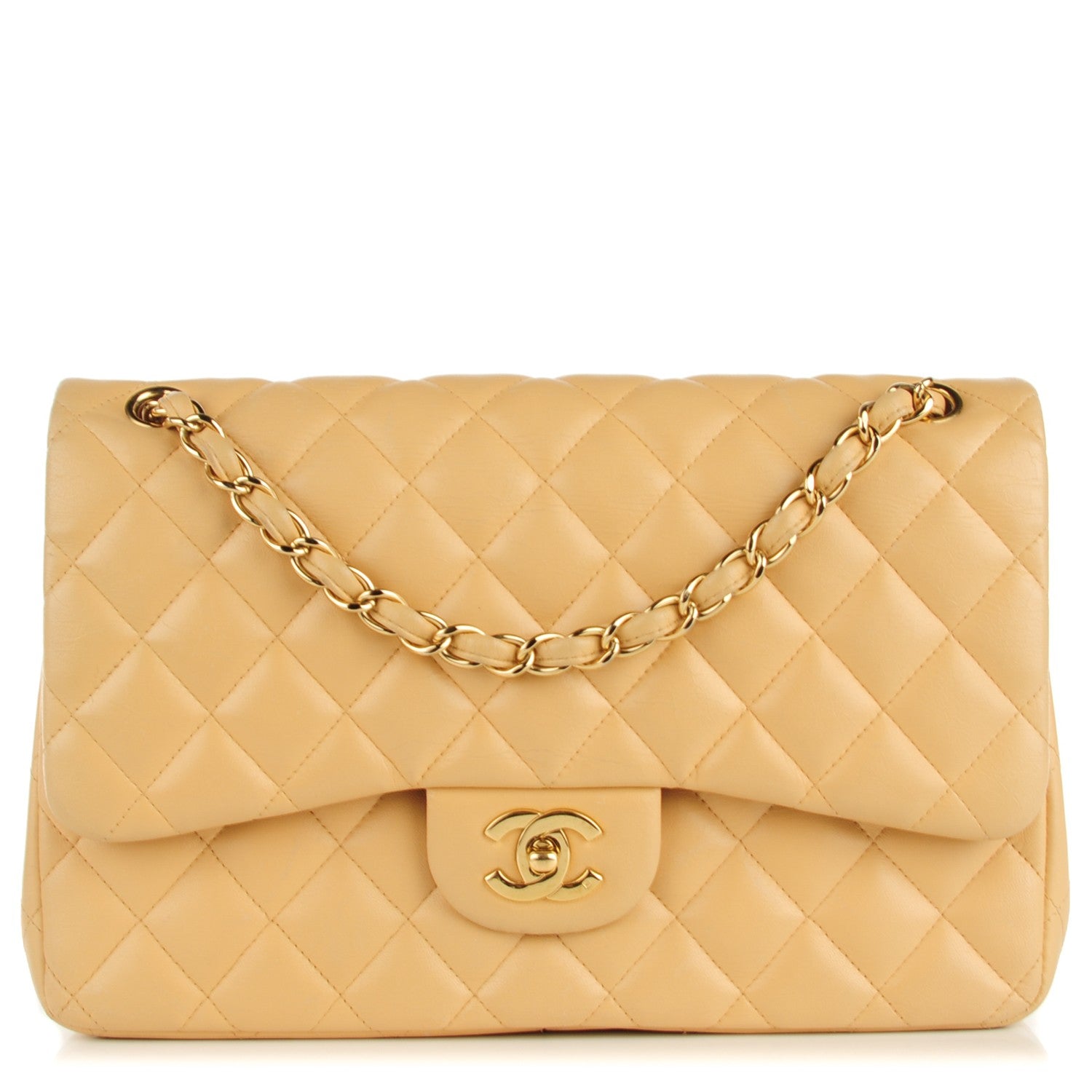 Chanel Lambskin Quilted Jumbo Double Flap Beige 1 of 8