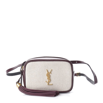 Saint Laurent Calfskin Canvas Monogram Lou Belt Bag Natural Dark Legion Red 1 of 9
