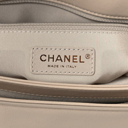 Chanel Sheepskin Chevron Quilted Double Chevron Wristlet Clutch White 7 of 12