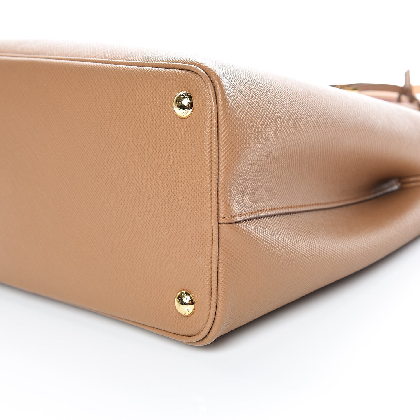 Saffiano Cuir Medium Double Bag Caramel Fuoco