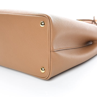 Prada Saffiano Cuir Medium Double Bag Caramel Fuoco 6 of 11
