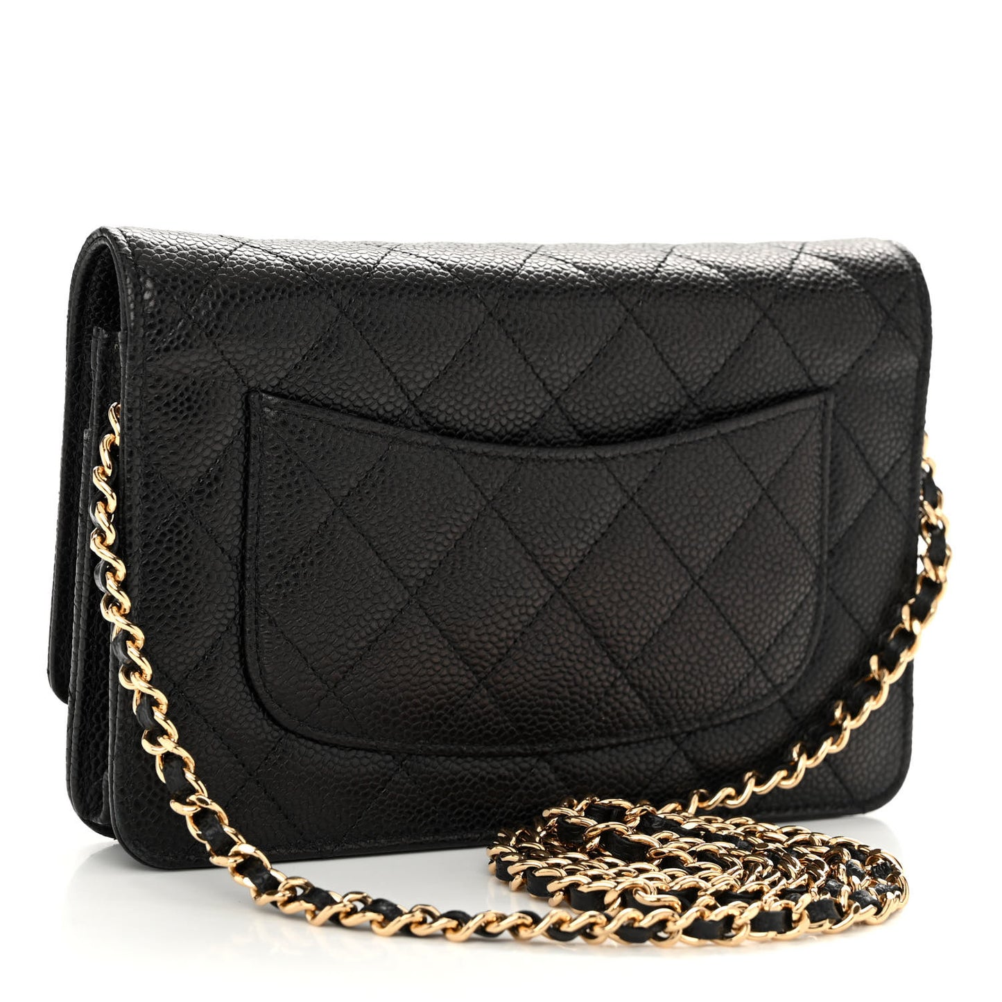 Caviar Quilted Wallet on Chain WOC Black