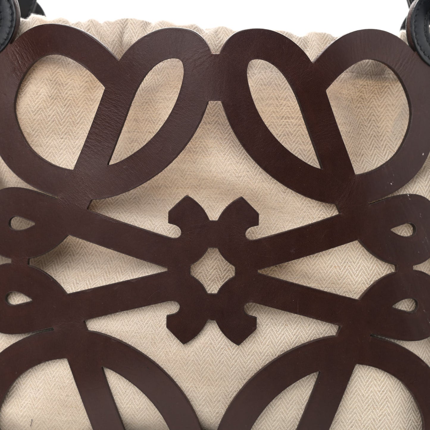 Smooth Calfskin Small Anagram Cutout Tote Brown Black
