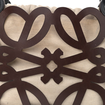 Loewe Smooth Calfskin Small Anagram Cutout Tote Brown Black 10 of 14