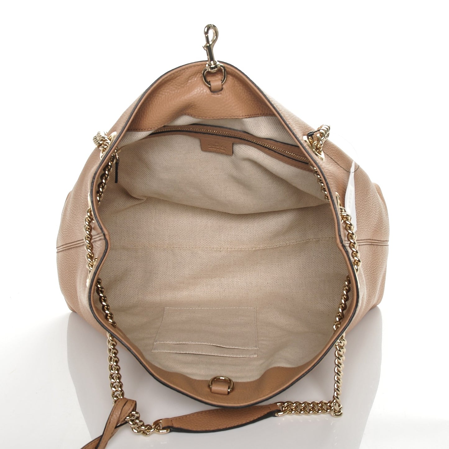Pebbled Calfskin Medium Soho Chain Shoulder Bag Camelia