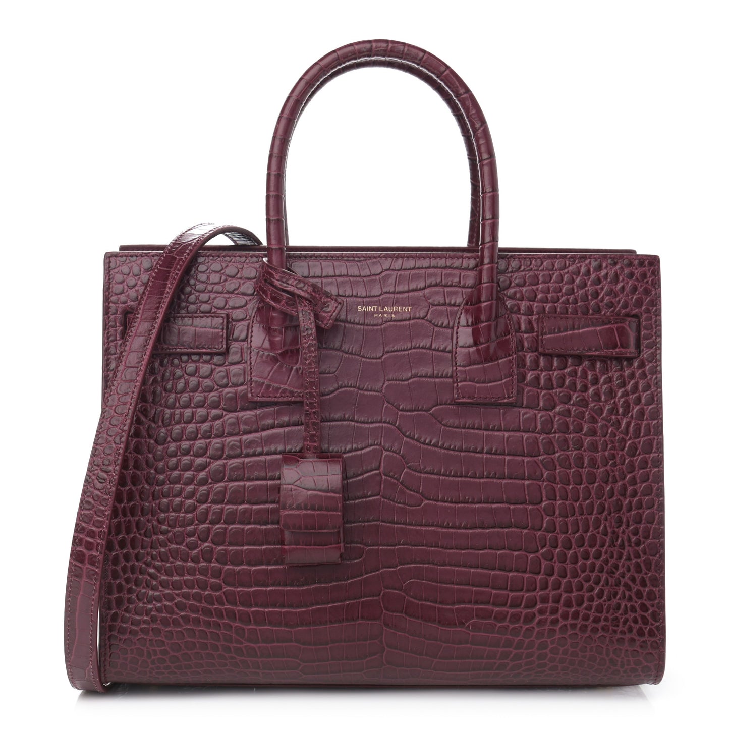 Calfskin Crocodile Embossed Baby Sac De Jour Rouge