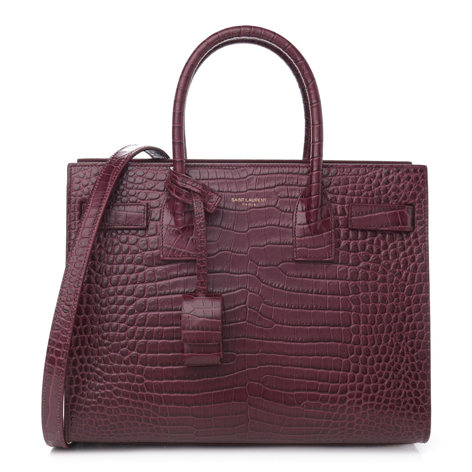 Saint Laurent Calfskin Crocodile Embossed Baby Sac De Jour Rouge 1 of 13