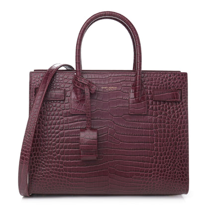 Saint Laurent Calfskin Crocodile Embossed Baby Sac De Jour Rouge 1 of 13