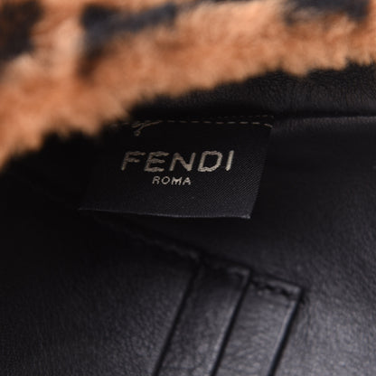 Fendi Shearling Vitello Dolce Macro FF 1974 Mini Baguette Tobacco Black 8 of 13