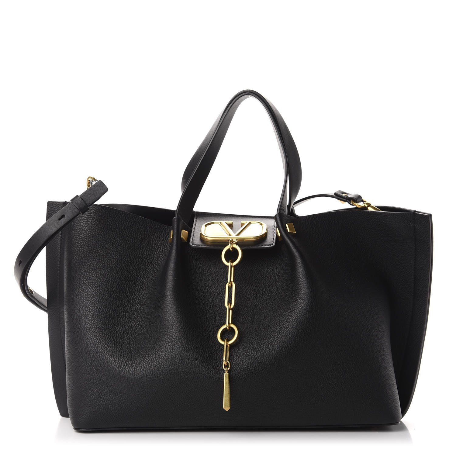 Valentino Garavani Grainy Calfskin Medium VLogo Escape Shopper Black 3 of 12