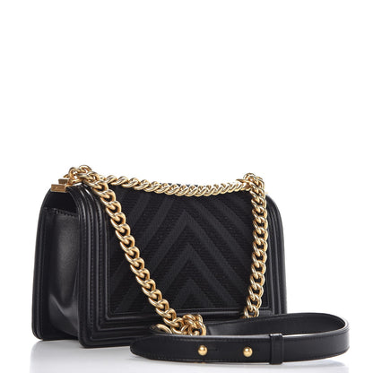 Chanel Fabric Chevron Braided Medium Boy Flap Black 3 of 9