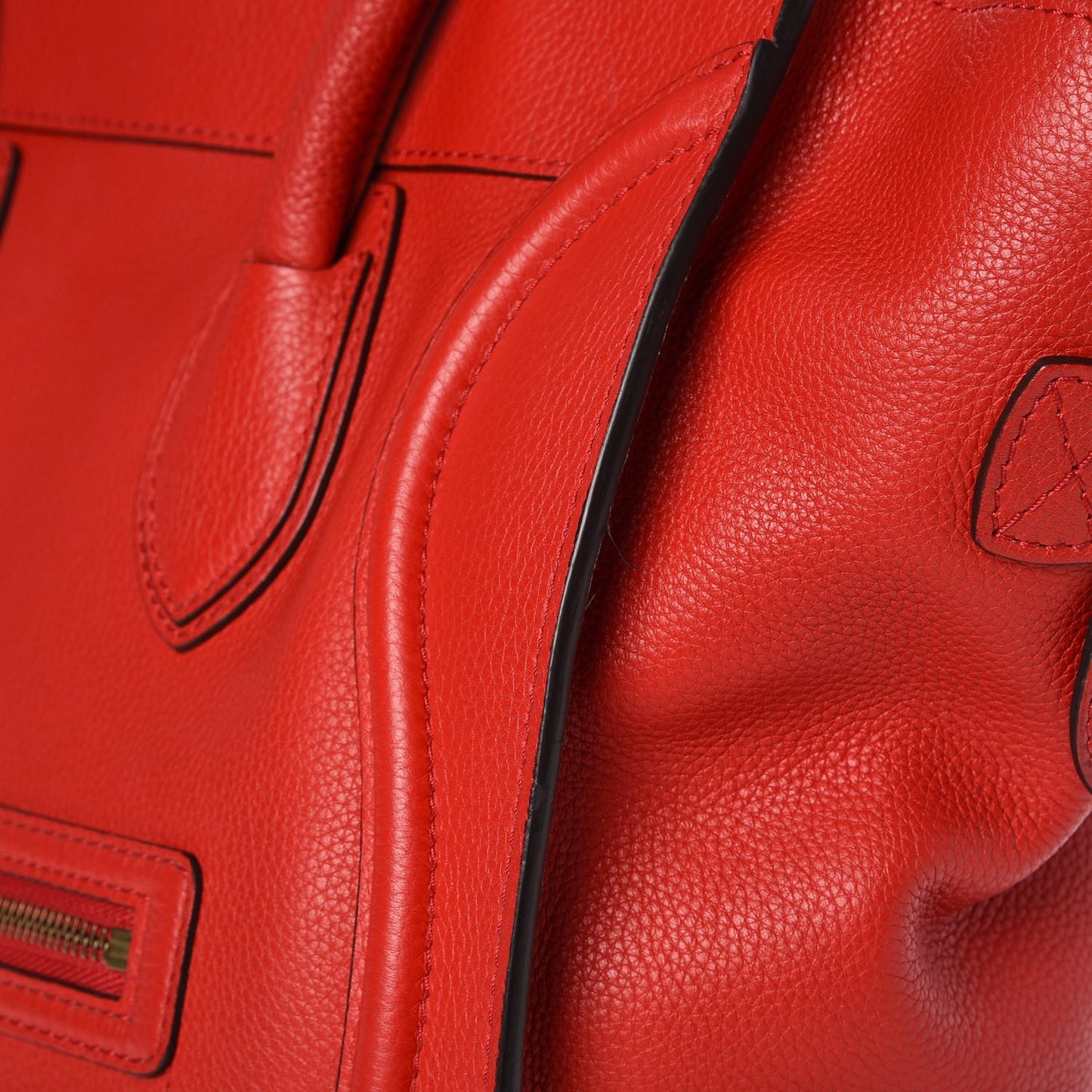 Drummed Calfskin Mini Luggage Coquelicot