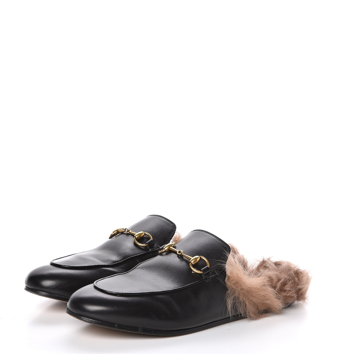 Gucci Calfskin Fur Womens Princetown Slippers 38 Black 3 of 8