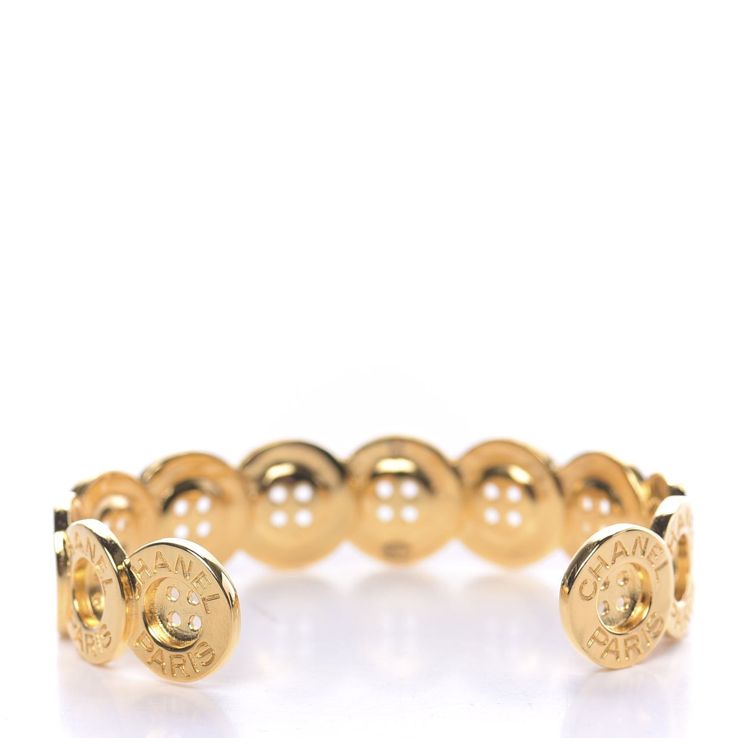Metal Paris Button Logo Cuff Bracelet Gold