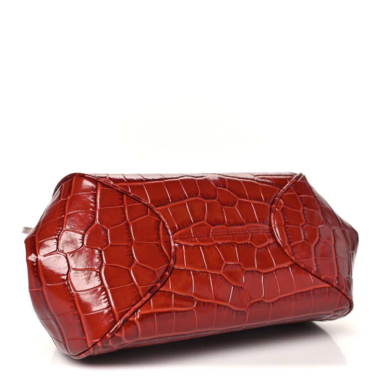 Chanel Calfskin Crocodile Embossed Pretty CC Clutch With Strap Bordeaux 4 of 11