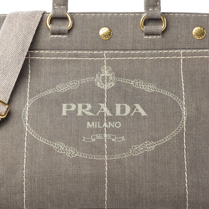Prada Denim Logo Tote Militare 10 of 10