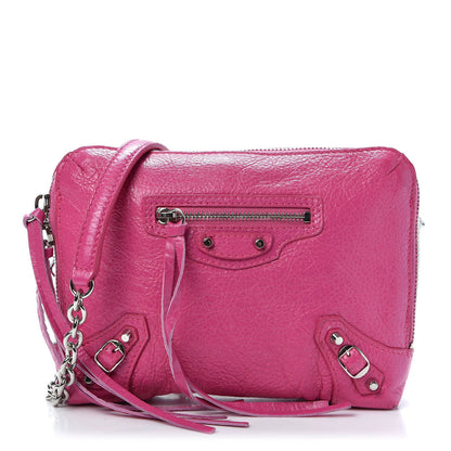 Balenciaga Agneau Arena Classic Silver Hardware Pouch With A Chain Crossbody Rose Flamingo 1 of 8