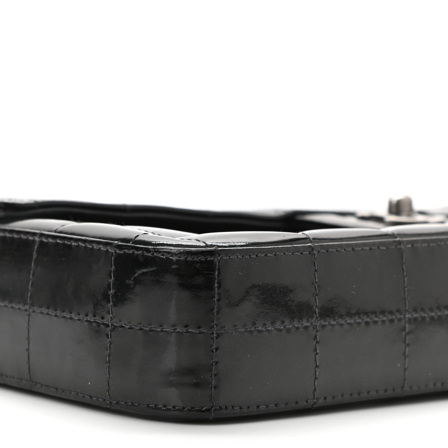 Chanel Patent Quilted East West Chocolate Bar Flap Black 10 of 12