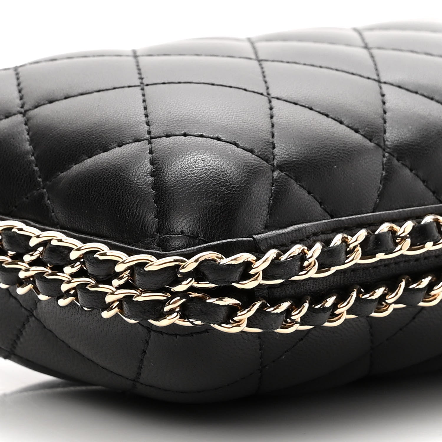 Chanel Lambskin Quilted Chain Around Clutch Black 9 of 10