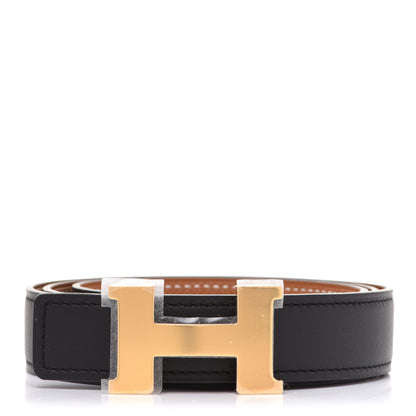 Hermes Swift Epsom 24mm Mini Constance H Belt 80 Black Gold 1 of 8