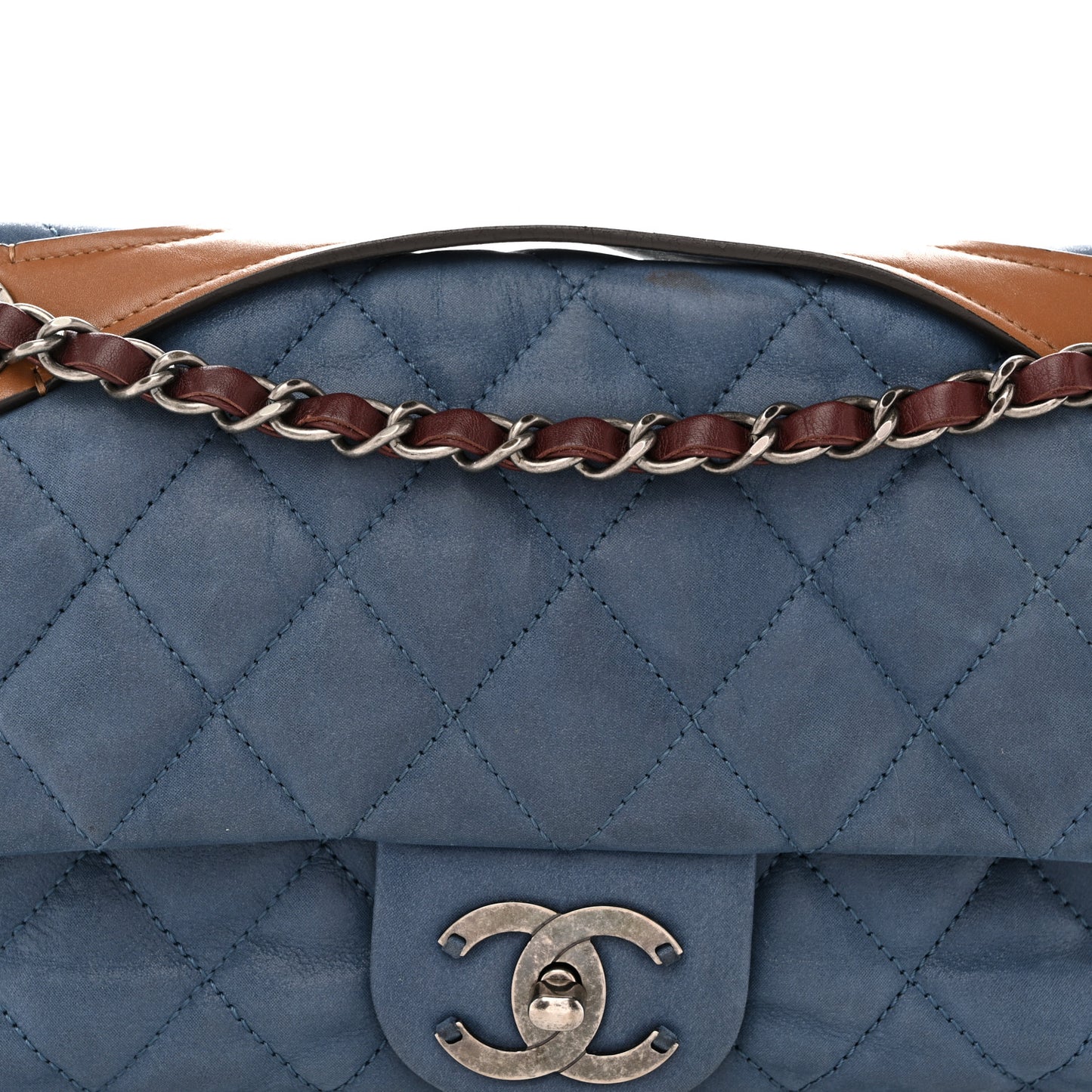 Iridescent Calfskin Medium In The Mix Flap Blue