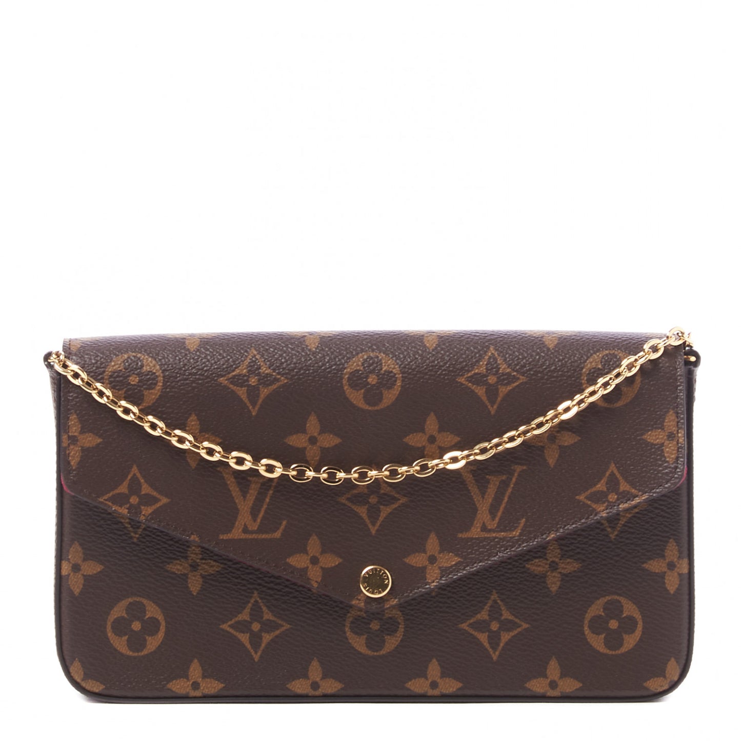 Monogram Pochette Felicie Chain Wallet Fuchsia
