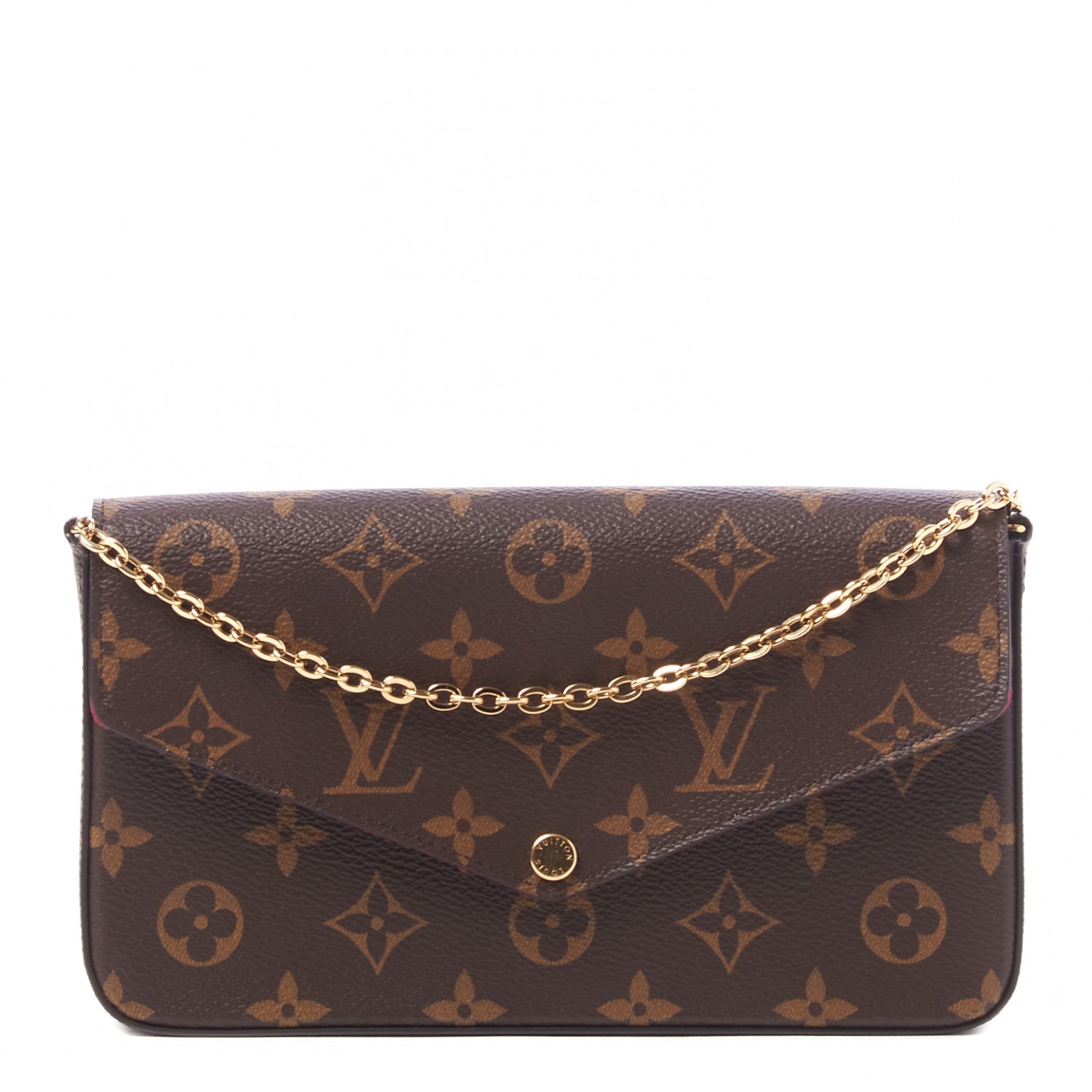 Louis Vuitton Monogram Pochette Felicie Chain Wallet Fuchsia 1 of 9