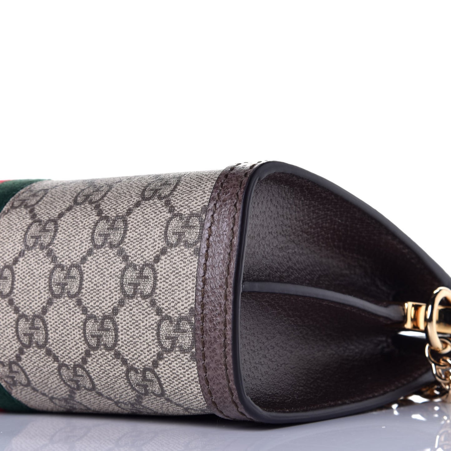 GG Supreme Monogram Web Small Ophidia Chain Shoulder Bag Brown