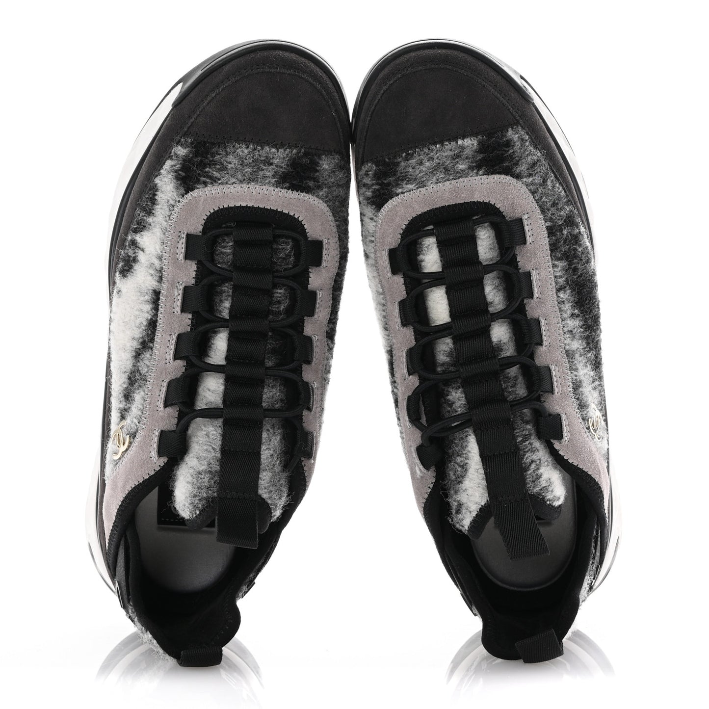 Fabric Suede Calfskin CC Sneakers 39 Gray
