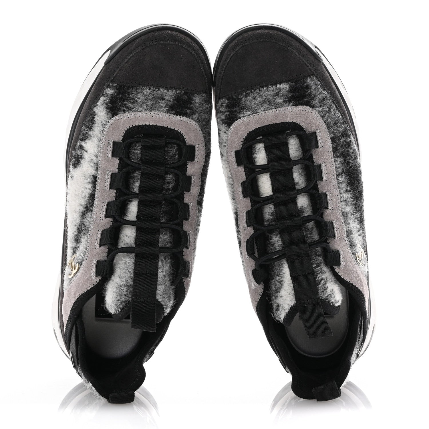 Chanel Fabric Suede Calfskin CC Sneakers 39 Gray 2 of 9