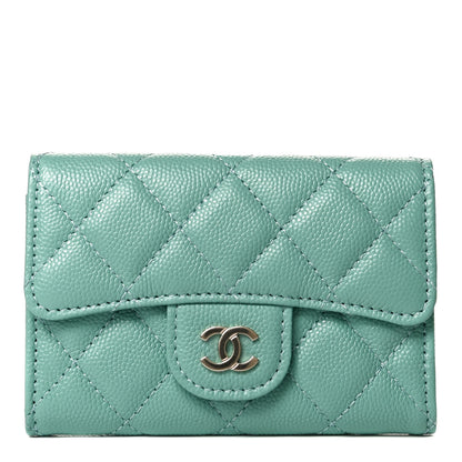 Chanel Caviar Quilted Flap Card Holder Wallet Light Blue 1 of 7