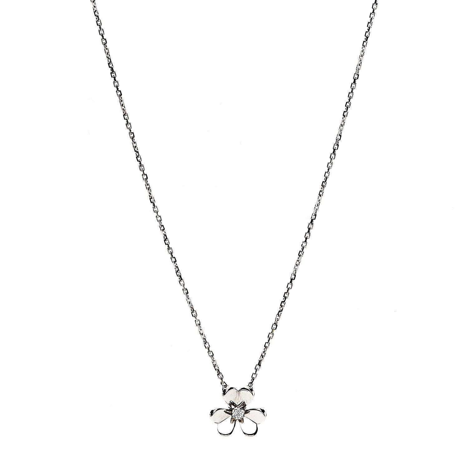 Van Cleef & Arpels 18K White Gold Diamond Mini Frivole Pendant Necklace 1 of 8