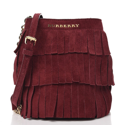 Burberry Suede Fringe Baby Bucket Bag Cherry 1 of 7