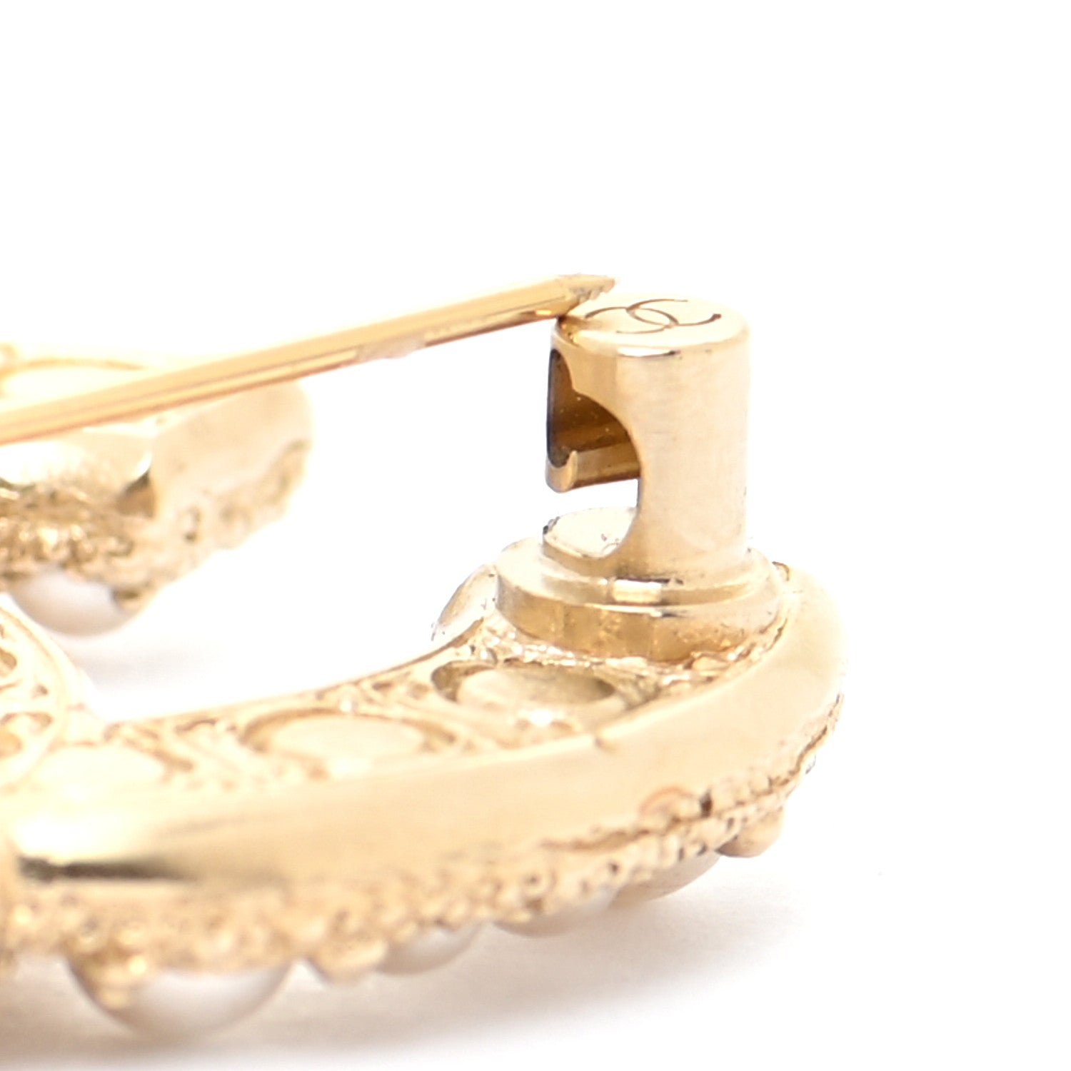 Chanel Metal Crystal Graduated Pearl CC Brooch Gold 3 of 5