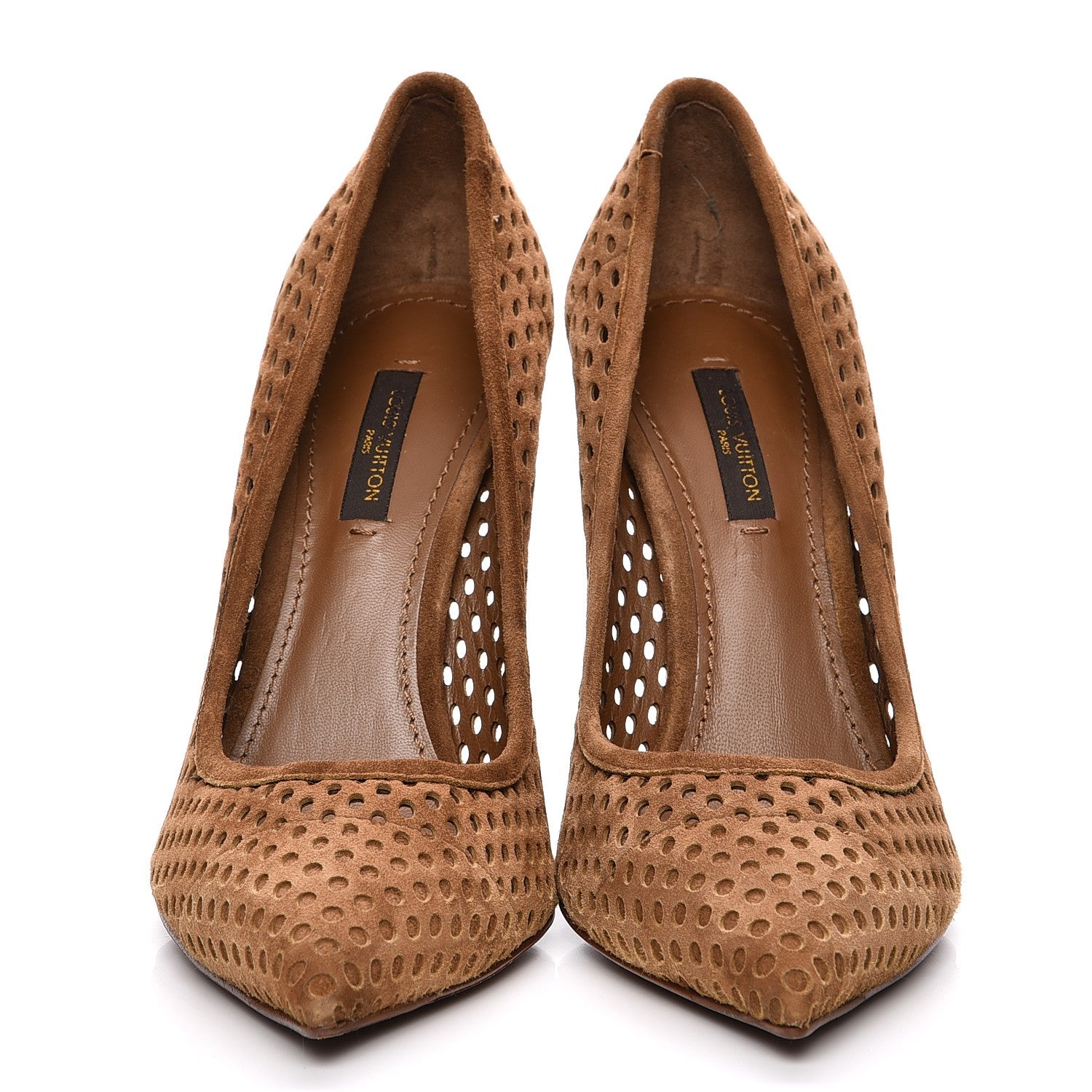 Louis Vuitton Suede Perforated Eyeline Pumps 37 Brown 2 of 10