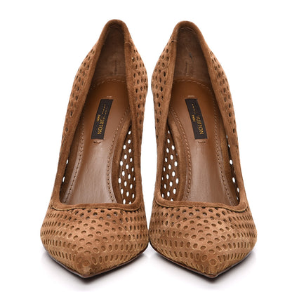 Louis Vuitton Suede Perforated Eyeline Pumps 37 Brown 2 of 10