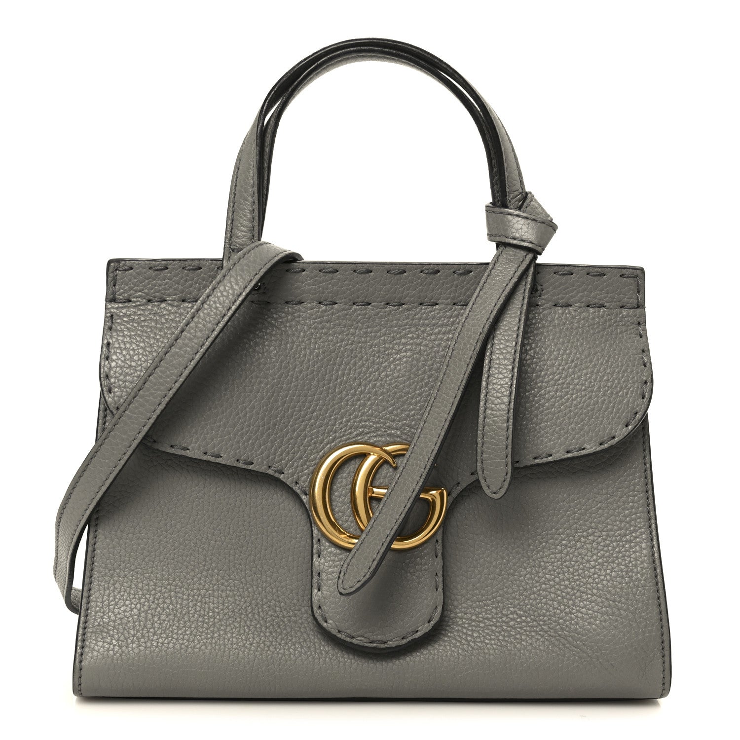 Gucci Cellarius Calfskin Mini GG Marmont Top Handle Bag Deep Grey 1 of 11