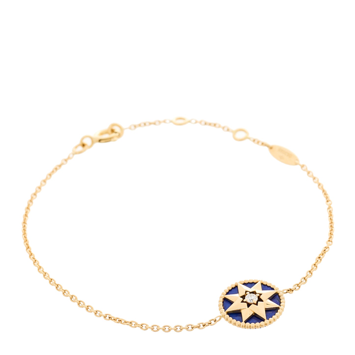 18K Yellow Gold Lapis Lazuli Diamond Rose Des Vents Bracelet